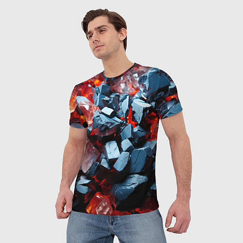 Мужская футболка Янтарные камни асбтракция / 3D-принт – фото 3