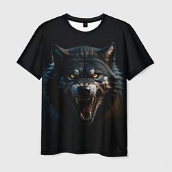 Футболка мужская Волк чёрный хищник, цвет: 3D-принт