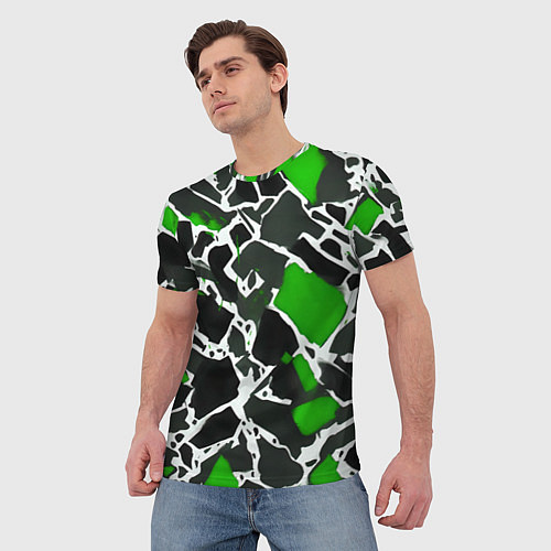 Мужская футболка Кляксы чёрные и зелёные / 3D-принт – фото 3