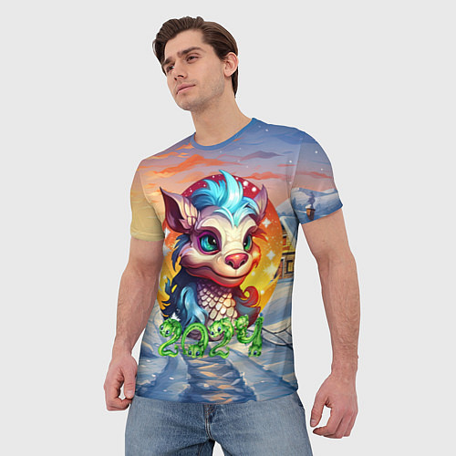 Мужская футболка Новогодний дракон 2024 / 3D-принт – фото 3