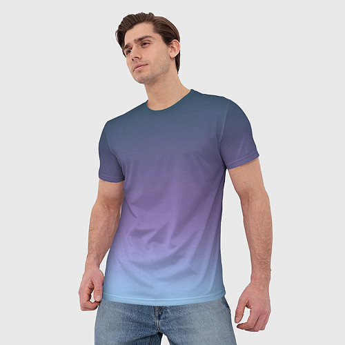 Мужская футболка Градиент синий фиолетовый голубой / 3D-принт – фото 3