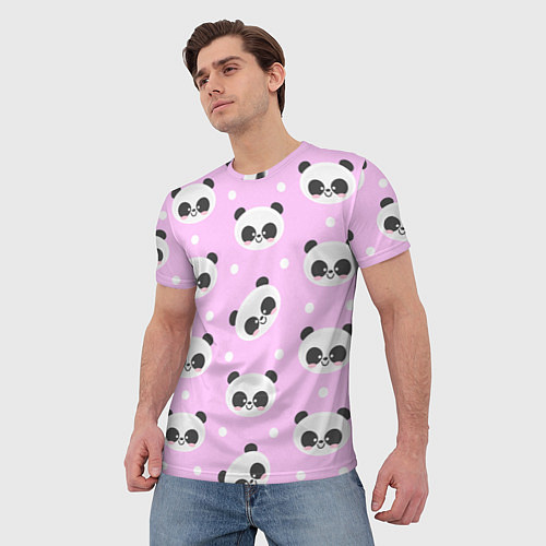 Мужская футболка Милая улыбающаяся панда / 3D-принт – фото 3