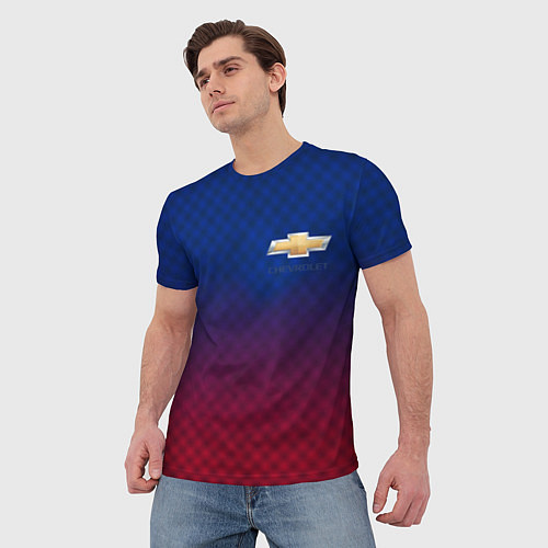 Мужская футболка Chevrolet carbon gradient / 3D-принт – фото 3
