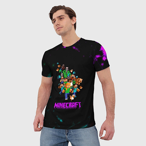Мужская футболка Minecraft neon краски / 3D-принт – фото 3