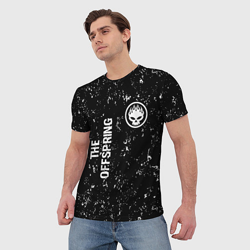Мужская футболка The Offspring glitch на темном фоне вертикально / 3D-принт – фото 3