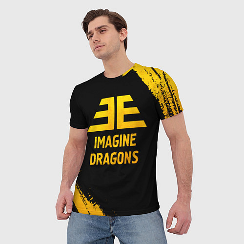 Мужская футболка Imagine Dragons - gold gradient / 3D-принт – фото 3
