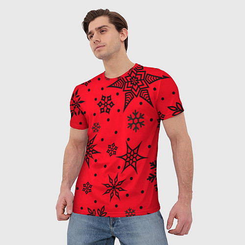 Мужская футболка Праздничный снег / 3D-принт – фото 3