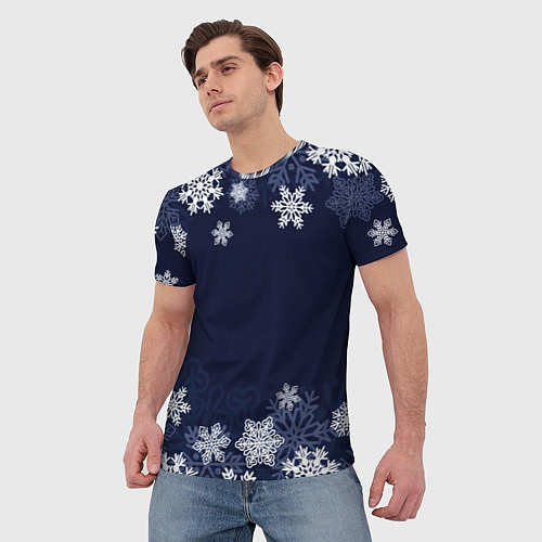 Мужская футболка Воздушные снежинки / 3D-принт – фото 3