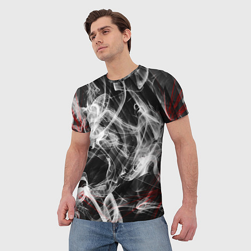 Мужская футболка Серый дым узоры / 3D-принт – фото 3