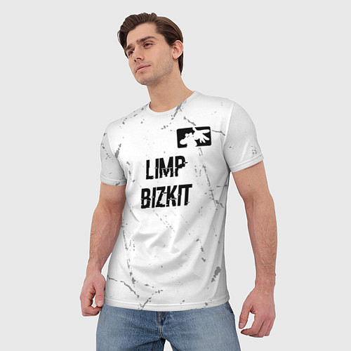 Мужская футболка Limp Bizkit glitch на светлом фоне посередине / 3D-принт – фото 3