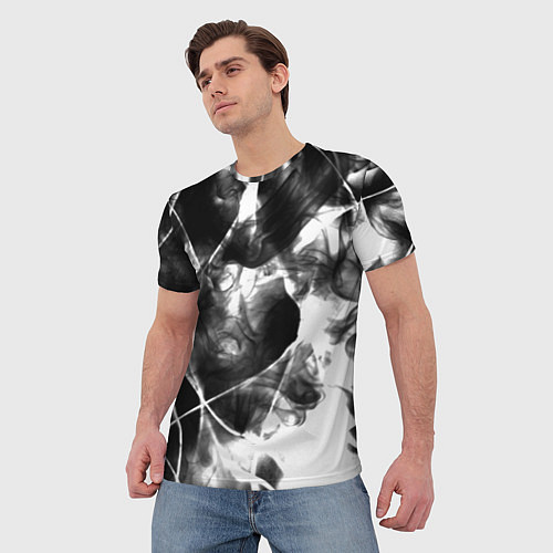 Мужская футболка Черный дым и паттерны / 3D-принт – фото 3
