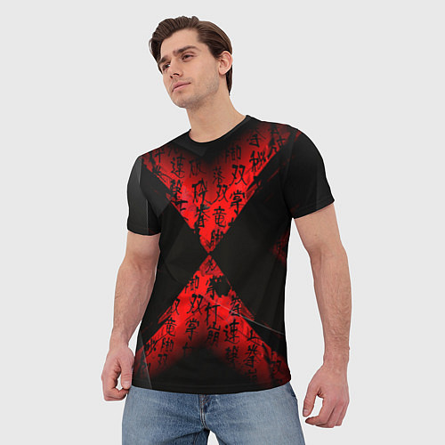 Мужская футболка Иероглифы и текстуры / 3D-принт – фото 3