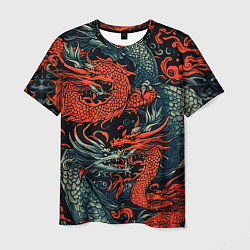 Футболка мужская Красный и серый дракон, цвет: 3D-принт