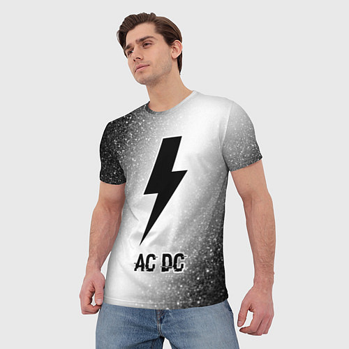 Мужская футболка AC DC glitch на светлом фоне / 3D-принт – фото 3