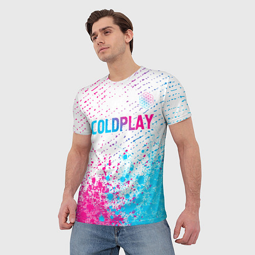 Мужская футболка Coldplay neon gradient style посередине / 3D-принт – фото 3