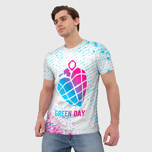 Мужская футболка Green Day neon gradient style / 3D-принт – фото 3