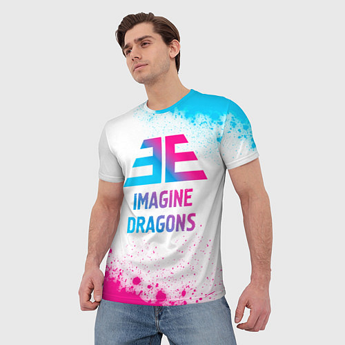 Мужская футболка Imagine Dragons neon gradient style / 3D-принт – фото 3