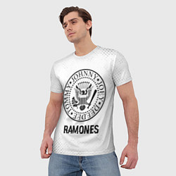 Футболка мужская Ramones glitch на светлом фоне, цвет: 3D-принт — фото 2