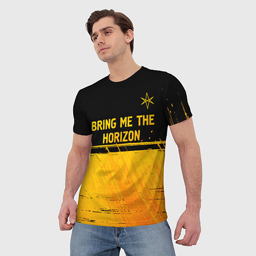 Мужская футболка Bring Me the Horizon - gold gradient посередине / 3D-принт – фото 3