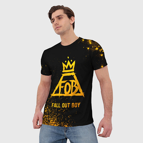 Мужская футболка Fall Out Boy - gold gradient / 3D-принт – фото 3