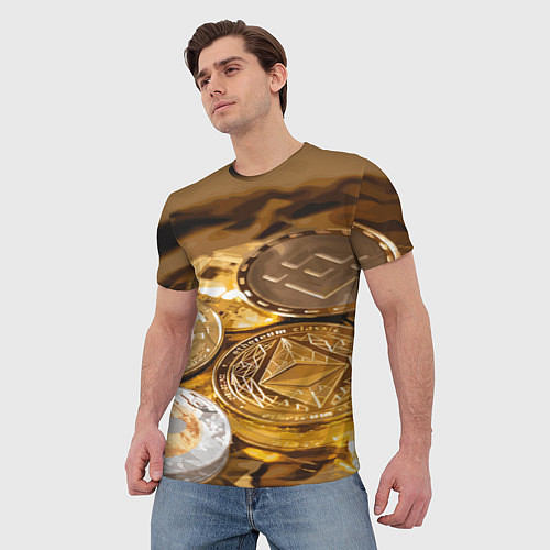 Мужская футболка Виртуальные монеты / 3D-принт – фото 3