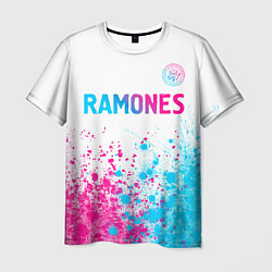 Футболка мужская Ramones neon gradient style посередине, цвет: 3D-принт