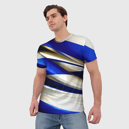 Мужская футболка Blue white abstract / 3D-принт – фото 3