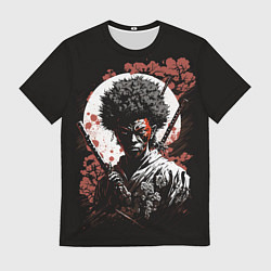 Футболка мужская Черный самурай на фоне луны, цвет: 3D-принт