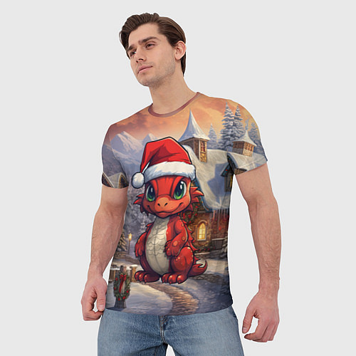 Мужская футболка Дракоша 2024 новогодний символ года / 3D-принт – фото 3