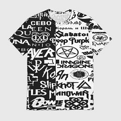 Футболка мужская Логотипы лучших групп черно белый, цвет: 3D-принт