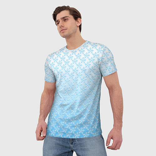 Мужская футболка Переливающиеся снежинки паттерн / 3D-принт – фото 3