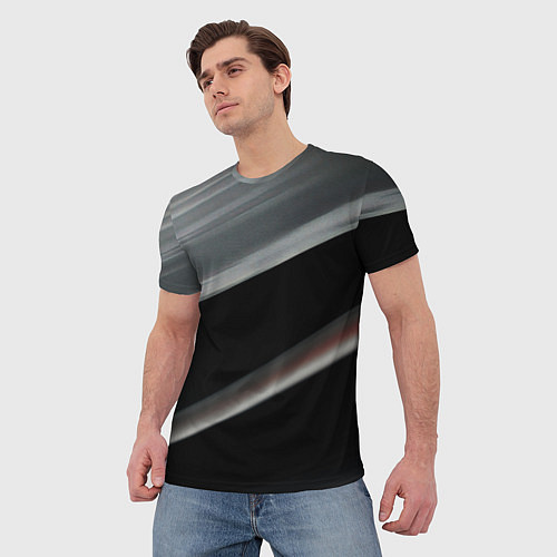 Мужская футболка Black grey abstract / 3D-принт – фото 3
