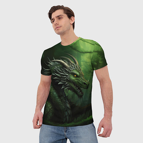 Мужская футболка Зеленый дракон символ 2024 / 3D-принт – фото 3