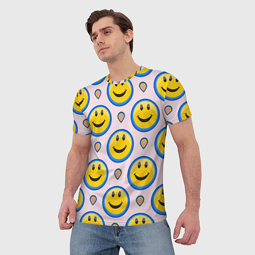 Мужская футболка Смайлик и капля / 3D-принт – фото 3
