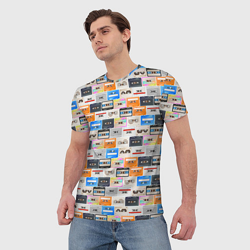 Мужская футболка Ретро магнитофонные кассеты / 3D-принт – фото 3