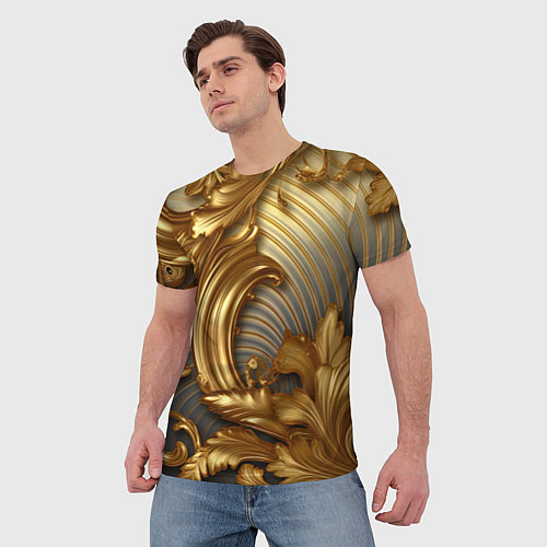Мужская футболка Золотая текстура и абстракции / 3D-принт – фото 3