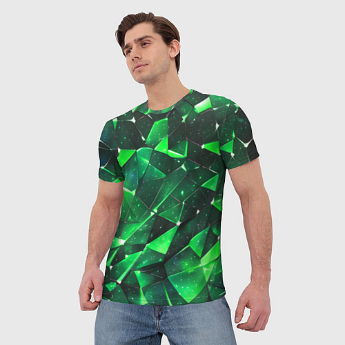 Мужская футболка Зелёное разбитое стекло / 3D-принт – фото 3