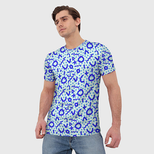 Мужская футболка Синие каракули / 3D-принт – фото 3