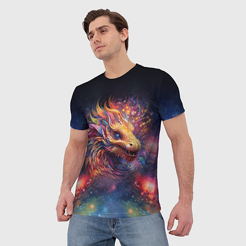 Мужская футболка Космический дракон - символ года / 3D-принт – фото 3
