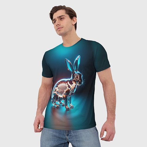 Мужская футболка Прозрачный стеклянный кролик / 3D-принт – фото 3