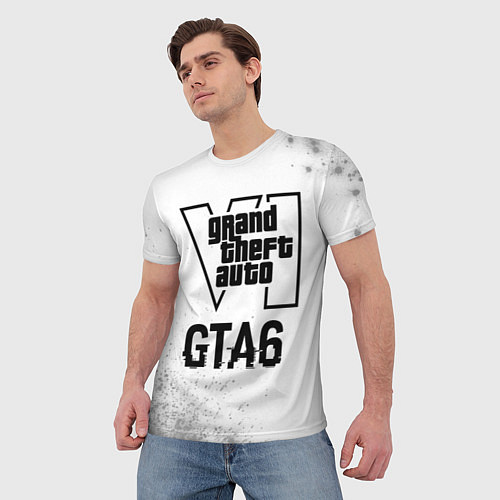 Мужская футболка GTA6 glitch на светлом фоне / 3D-принт – фото 3