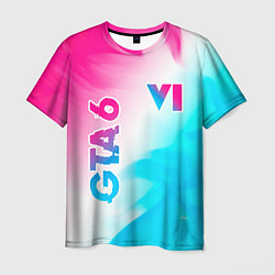 Футболка мужская GTA 6 neon gradient style вертикально, цвет: 3D-принт