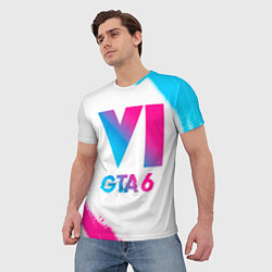 Футболка мужская GTA 6 neon gradient style, цвет: 3D-принт — фото 2