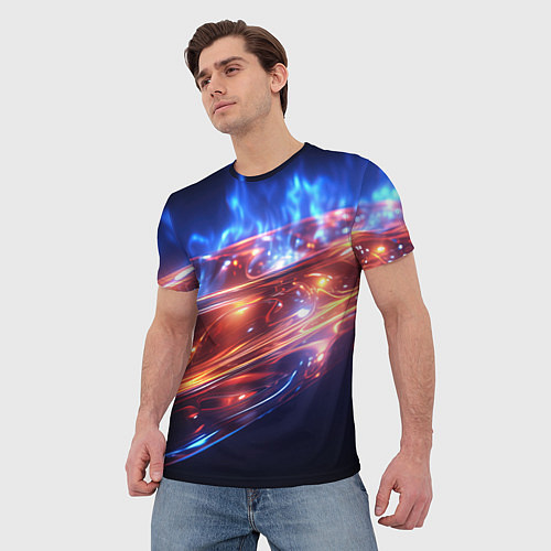 Мужская футболка Оранжевая полоса в движении / 3D-принт – фото 3