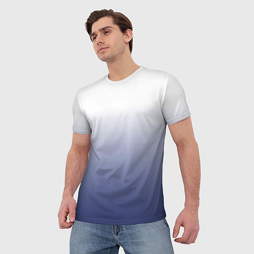 Мужская футболка Туманный градиент бело-синий / 3D-принт – фото 3