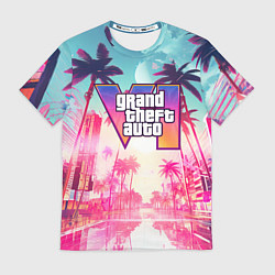 Футболка мужская Gta 6 logo vice city style, цвет: 3D-принт