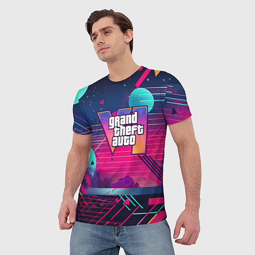 Мужская футболка GTA 6 логотип и абстракция / 3D-принт – фото 3
