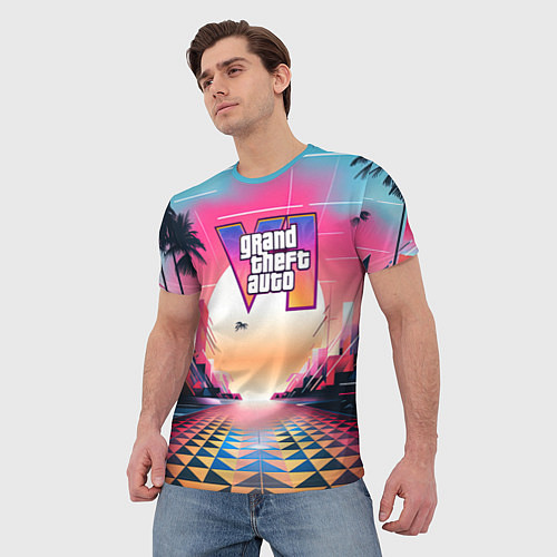 Мужская футболка GTA 6 retro abstract logo / 3D-принт – фото 3