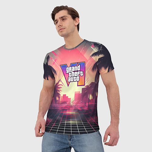 Мужская футболка GTA 6 retro abstract logo / 3D-принт – фото 3