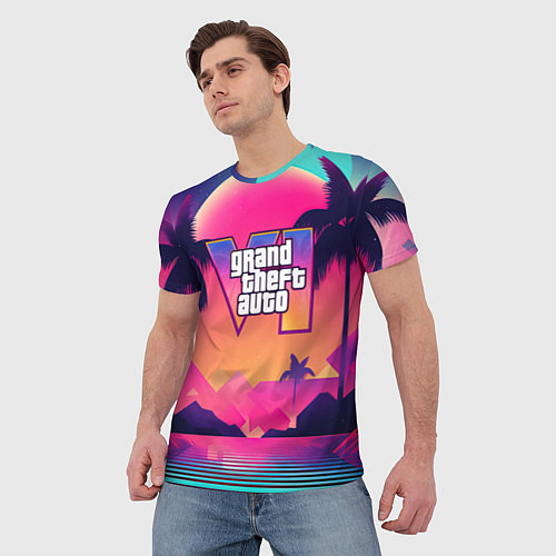 Мужская футболка GTA 6 закат солнца / 3D-принт – фото 3